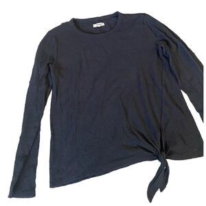 Women's Madewell‎ Knit Top Side Knot Black Long Sleeve Sz Large